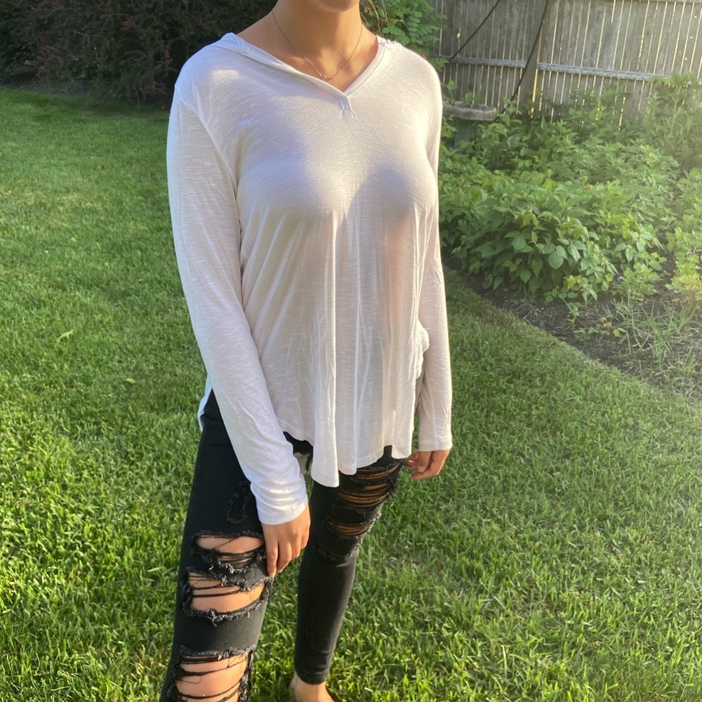 White hooded long sleeve